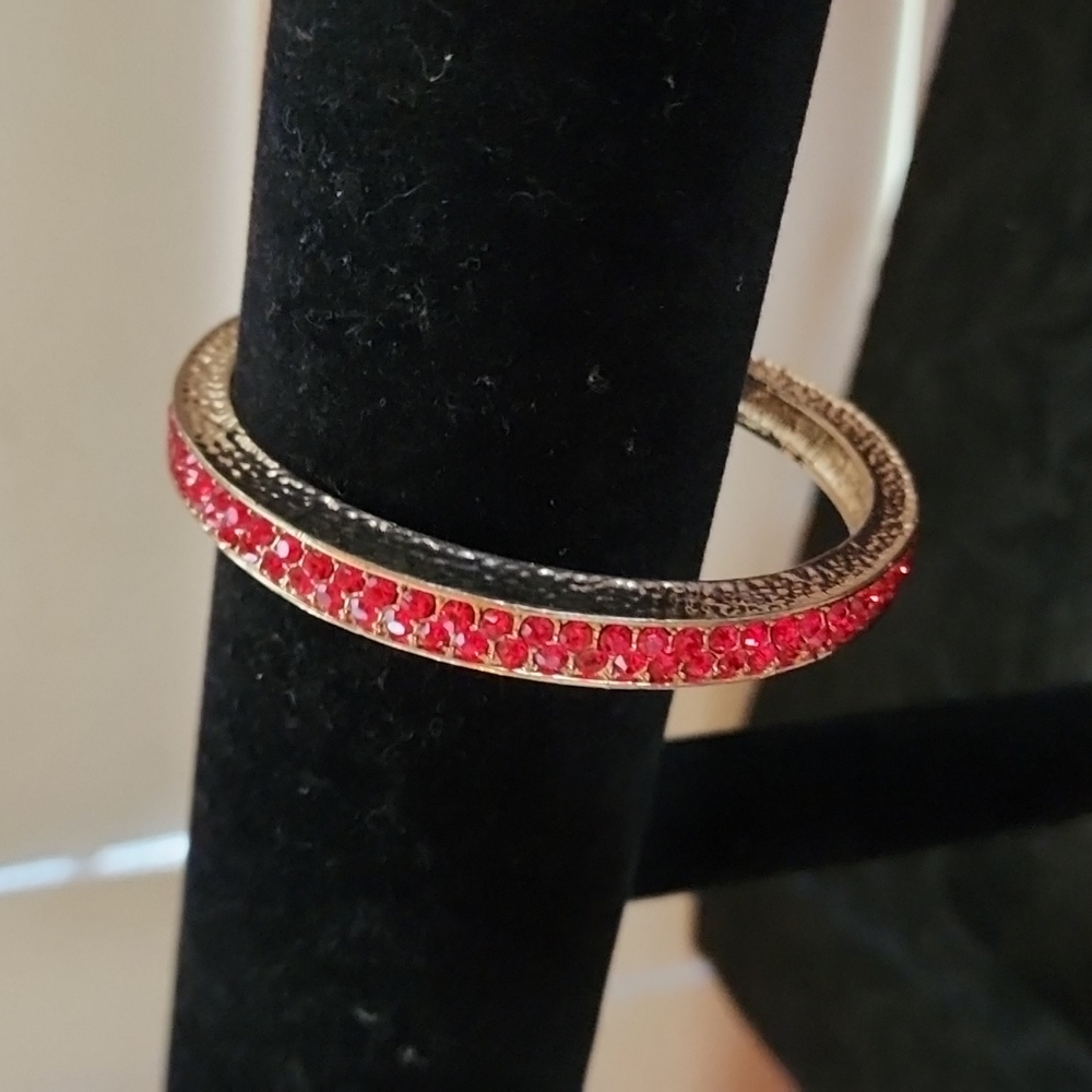 Red Rhinestone Bangle Bracelet